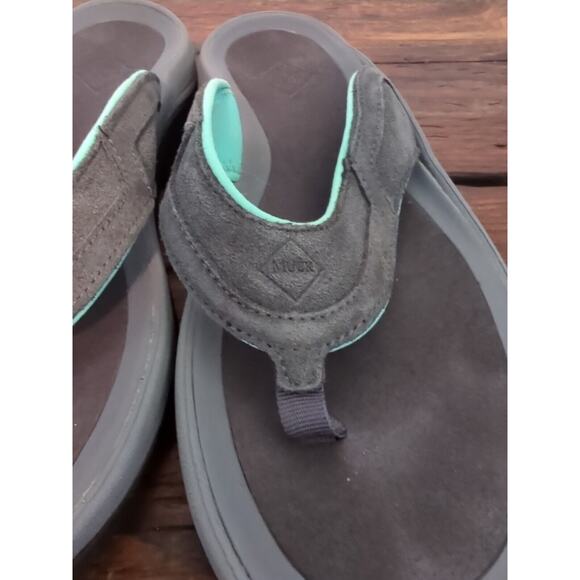 MUCK WANDERER FLIP FLOPS GRAY/TEAL WOMENS SIZE 11 EXCELLENT CONDITION - Picture 3 of 5